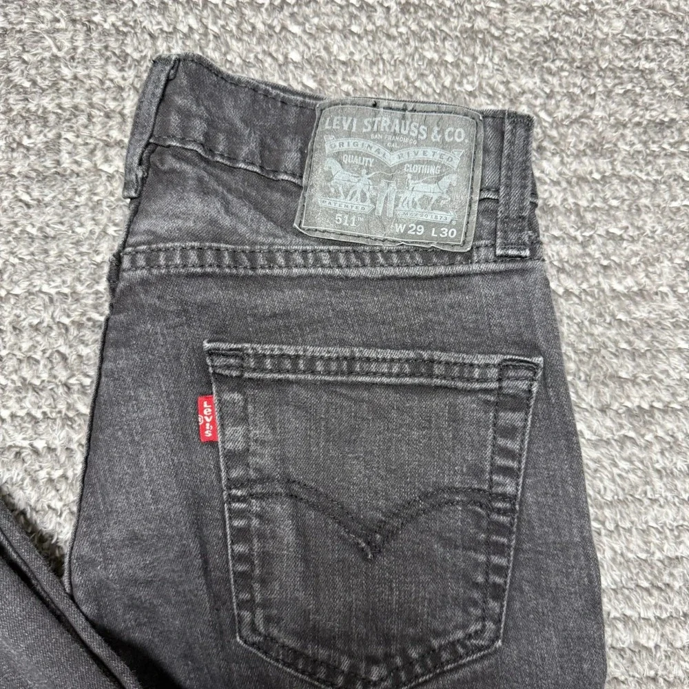 Levis 511 Mens Slim Fit Jeans Size 29x30‎ Faded Black Stretch Denim